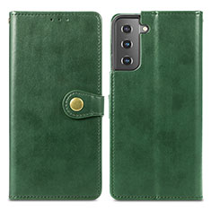 Custodia Portafoglio In Pelle Cover con Supporto S05D per Samsung Galaxy S21 Plus 5G Verde