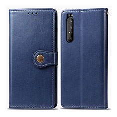 Custodia Portafoglio In Pelle Cover con Supporto S05D per Sony Xperia 1 II Blu