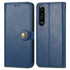 Custodia Portafoglio In Pelle Cover con Supporto S05D per Sony Xperia 1 III Blu