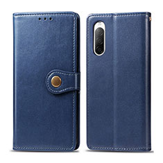 Custodia Portafoglio In Pelle Cover con Supporto S05D per Sony Xperia 10 II Blu