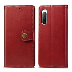 Custodia Portafoglio In Pelle Cover con Supporto S05D per Sony Xperia 10 II Rosso