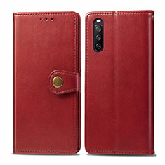 Custodia Portafoglio In Pelle Cover con Supporto S05D per Sony Xperia 10 III Rosso