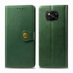 Custodia Portafoglio In Pelle Cover con Supporto S05D per Xiaomi Poco X3 NFC Verde