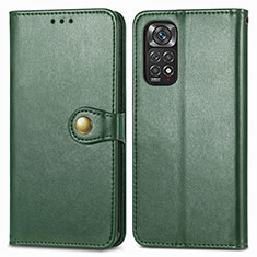 Custodia Portafoglio In Pelle Cover con Supporto S05D per Xiaomi Redmi Note 11 Pro 4G Verde
