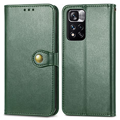 Custodia Portafoglio In Pelle Cover con Supporto S05D per Xiaomi Redmi Note 11 Pro+ Plus 5G Verde