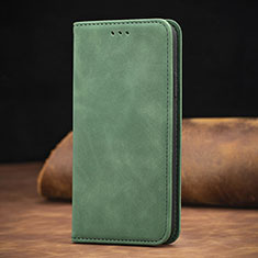 Custodia Portafoglio In Pelle Cover con Supporto S06D per Samsung Galaxy F62 5G Verde