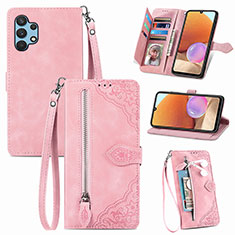 Custodia Portafoglio In Pelle Cover con Supporto S06D per Samsung Galaxy M32 5G Rosa