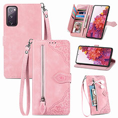 Custodia Portafoglio In Pelle Cover con Supporto S06D per Samsung Galaxy S20 FE (2022) 5G Rosa