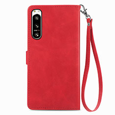 Custodia Portafoglio In Pelle Cover con Supporto S06D per Sony Xperia 5 IV Rosso