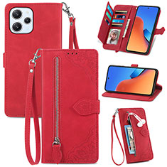Custodia Portafoglio In Pelle Cover con Supporto S06D per Xiaomi Redmi 12 4G Rosso