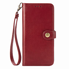 Custodia Portafoglio In Pelle Cover con Supporto S07D per Xiaomi Redmi Note 9 Rosso
