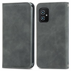 Custodia Portafoglio In Pelle Cover con Supporto S08D per Asus Zenfone 8 ZS590KS Grigio