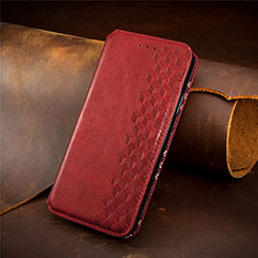 Custodia Portafoglio In Pelle Cover con Supporto S09D per Huawei Honor X7a Rosso