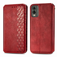 Custodia Portafoglio In Pelle Cover con Supporto S09D per Nokia C210 Rosso