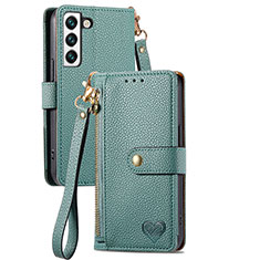 Custodia Portafoglio In Pelle Cover con Supporto S15D per Samsung Galaxy S22 5G Verde