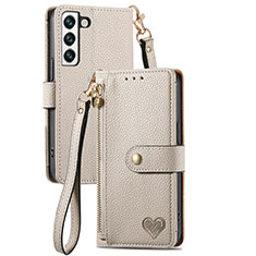 Custodia Portafoglio In Pelle Cover con Supporto S15D per Samsung Galaxy S24 5G Grigio
