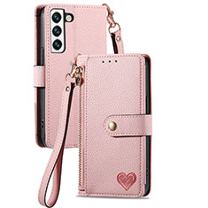 Custodia Portafoglio In Pelle Cover con Supporto S15D per Samsung Galaxy S24 5G Rosa
