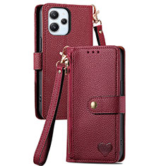Custodia Portafoglio In Pelle Cover con Supporto S15D per Xiaomi Redmi 12 4G Rosso