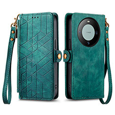 Custodia Portafoglio In Pelle Cover con Supporto S17D per Huawei Mate 60 Verde