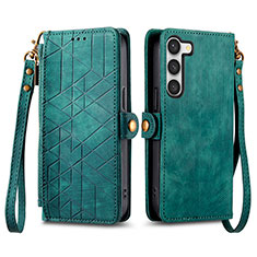 Custodia Portafoglio In Pelle Cover con Supporto S17D per Samsung Galaxy S24 5G Verde