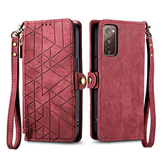 Custodia Portafoglio In Pelle Cover con Supporto S18D per Samsung Galaxy S20 Lite 5G Rosso