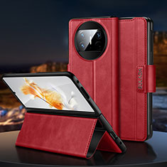 Custodia Portafoglio In Pelle Cover con Supporto SD1 per Huawei Mate X3 Rosso