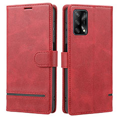 Custodia Portafoglio In Pelle Cover con Supporto SY1 per Oppo A74 4G Rosso