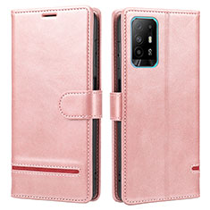 Custodia Portafoglio In Pelle Cover con Supporto SY1 per Oppo F19 Pro+ Plus 5G Rosa