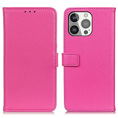 Custodia Portafoglio In Pelle Cover con Supporto T01 per Apple iPhone 13 Pro Max Rosa Caldo