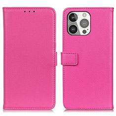 Custodia Portafoglio In Pelle Cover con Supporto T01 per Apple iPhone 13 Pro Rosa Caldo