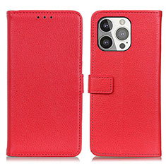 Custodia Portafoglio In Pelle Cover con Supporto T01 per Apple iPhone 13 Pro Rosso