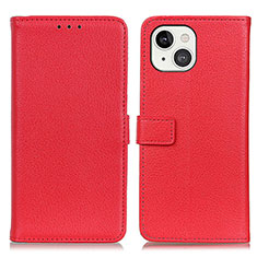 Custodia Portafoglio In Pelle Cover con Supporto T01 per Apple iPhone 14 Plus Rosso