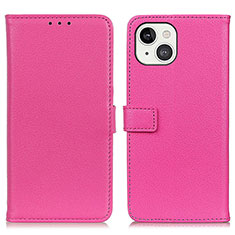 Custodia Portafoglio In Pelle Cover con Supporto T01 per Apple iPhone 15 Plus Rosa Caldo