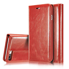 Custodia Portafoglio In Pelle Cover con Supporto T01 per Apple iPhone 7 Plus Rosso
