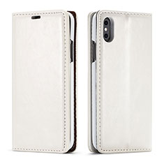 Custodia Portafoglio In Pelle Cover con Supporto T01 per Apple iPhone Xs Max Bianco