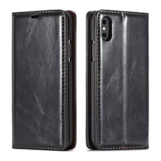 Custodia Portafoglio In Pelle Cover con Supporto T01 per Apple iPhone Xs Nero