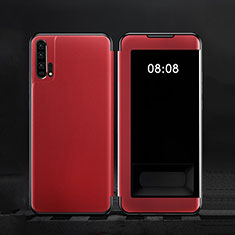 Custodia Portafoglio In Pelle Cover con Supporto T01 per Huawei Honor 20 Pro Rosso