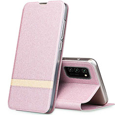 Custodia Portafoglio In Pelle Cover con Supporto T01 per Huawei Honor V30 5G Oro Rosa