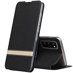 Custodia Portafoglio In Pelle Cover con Supporto T01 per Huawei Honor V30 Pro 5G Nero