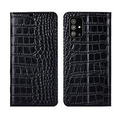 Custodia Portafoglio In Pelle Cover con Supporto T01 per Samsung Galaxy A51 5G Nero