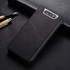 Custodia Portafoglio In Pelle Cover con Supporto T01 per Samsung Galaxy A90 4G Nero