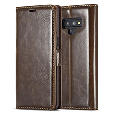 Custodia Portafoglio In Pelle Cover con Supporto T01 per Samsung Galaxy Note 9 Marrone