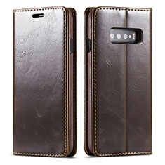 Custodia Portafoglio In Pelle Cover con Supporto T01 per Samsung Galaxy S10 5G Marrone