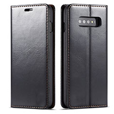 Custodia Portafoglio In Pelle Cover con Supporto T01 per Samsung Galaxy S10 Nero