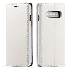 Custodia Portafoglio In Pelle Cover con Supporto T01 per Samsung Galaxy S10 Plus Bianco