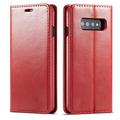 Custodia Portafoglio In Pelle Cover con Supporto T01 per Samsung Galaxy S10 Rosso