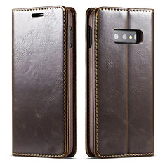 Custodia Portafoglio In Pelle Cover con Supporto T01 per Samsung Galaxy S10e Marrone