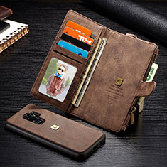 Custodia Portafoglio In Pelle Cover con Supporto T01 per Samsung Galaxy S9 Plus Marrone