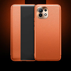 Custodia Portafoglio In Pelle Cover con Supporto T01 per Xiaomi Mi 11 Lite 4G Arancione