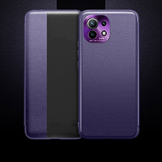 Custodia Portafoglio In Pelle Cover con Supporto T01 per Xiaomi Mi 11 Lite 5G Viola